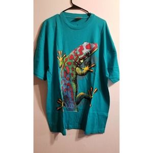 VTG Habitat Wilderness Gecko Lizard Reptile XXL T-Shirt Nature Green Blue